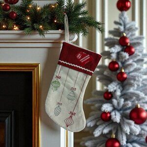 Holiday Style Christmas Stocking Embroider Ornaments Red Green 20" NEW